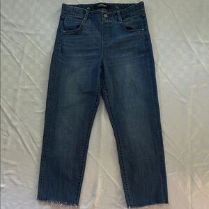 Liverpool Dark Blue Ankle Jeans Skinny Slim Raw Hem Pull on waist Size 10/30